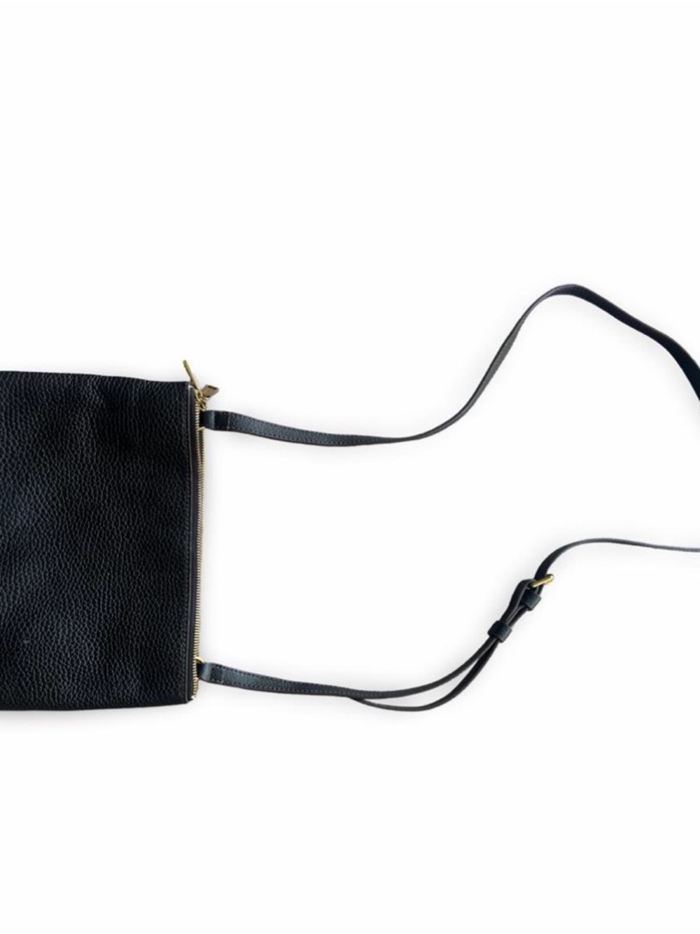 Fossil Black Pebbled Leather Crossbody Bag with Gold Hardware